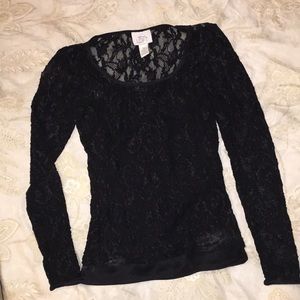 Elegant Ann Taylor Loft black lace top.